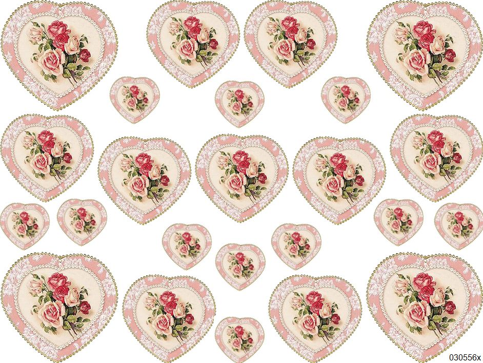 Pink Rose Victorian Hearts Shabby Chic Decals Designs By Iris 4784