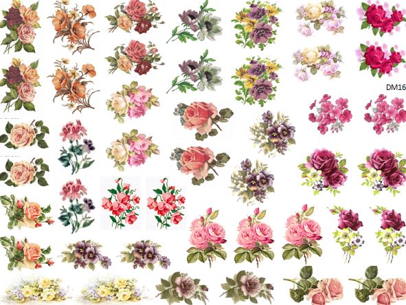 DoLLHouSe MiNiaTureS AsSoRTeD FLoWeRs ShaBby WaTerSLiDe DeCALs DM16 ...