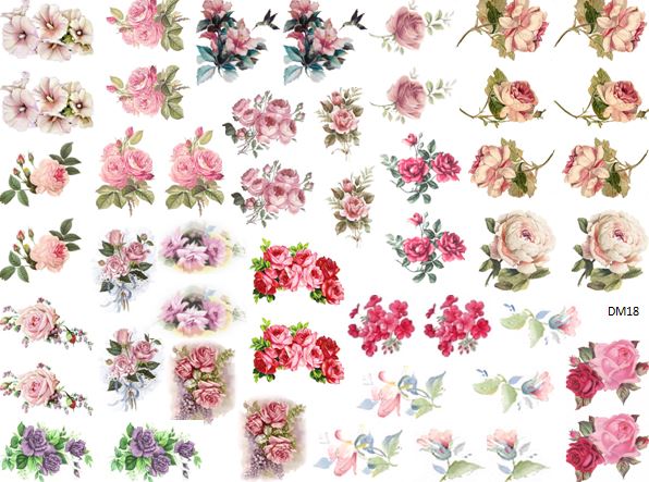 DoLLHouSe MiNiaTureS AsSoRTeD FLoWeRs ShaBby WaTerSLiDe DeCALs DM18 ...