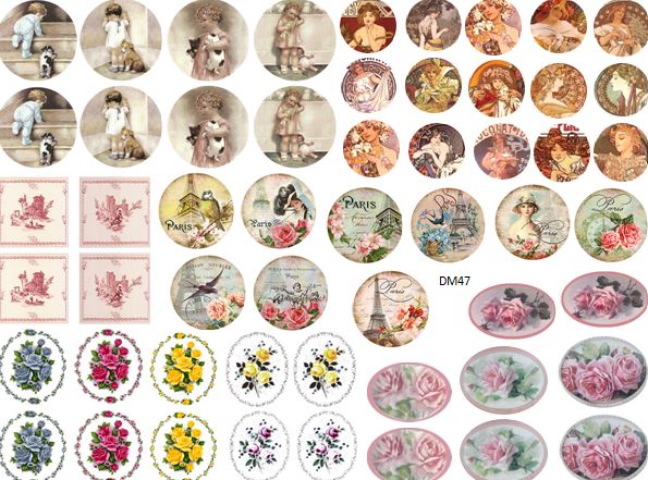 DoLLHouSe MiNiaTureS PLaTeS TiLeS & OVaLs ShaBby WaTerSLiDe DeCALs DM47 ...